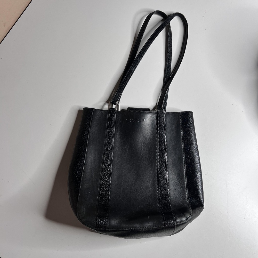 Coach Shoulder‎ Bag Womens Medium Black Leather Made In Italy F9E-6706 Purse